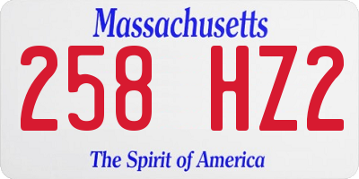 MA license plate 258HZ2