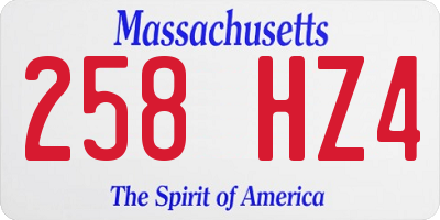 MA license plate 258HZ4