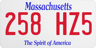 MA license plate 258HZ5