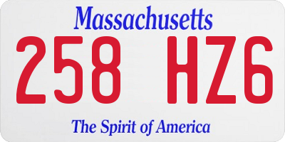 MA license plate 258HZ6