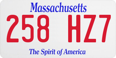 MA license plate 258HZ7