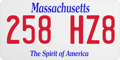 MA license plate 258HZ8