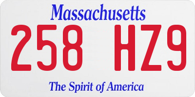 MA license plate 258HZ9