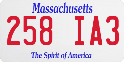 MA license plate 258IA3