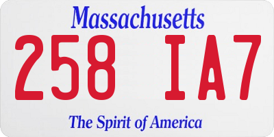 MA license plate 258IA7