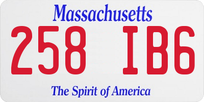 MA license plate 258IB6