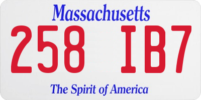MA license plate 258IB7