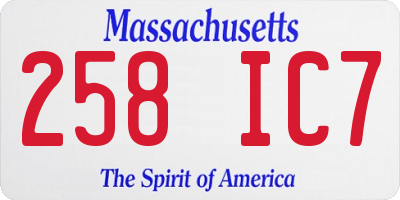 MA license plate 258IC7