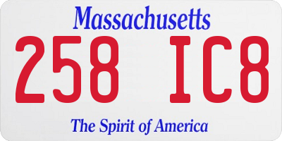 MA license plate 258IC8
