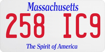 MA license plate 258IC9