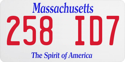 MA license plate 258ID7
