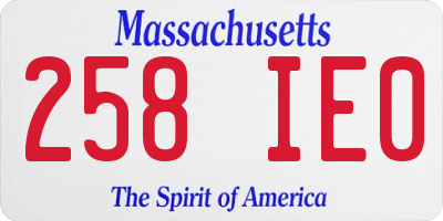 MA license plate 258IE0