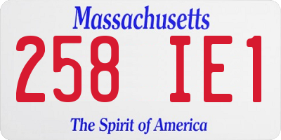 MA license plate 258IE1