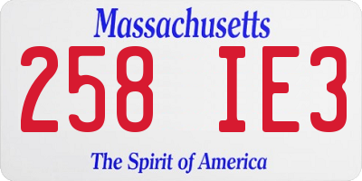 MA license plate 258IE3