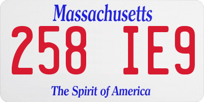 MA license plate 258IE9