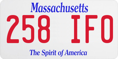 MA license plate 258IF0