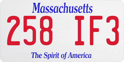 MA license plate 258IF3
