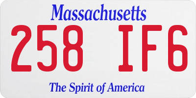 MA license plate 258IF6