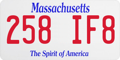 MA license plate 258IF8