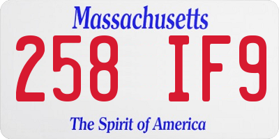 MA license plate 258IF9