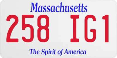 MA license plate 258IG1