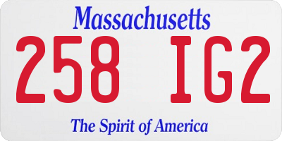 MA license plate 258IG2