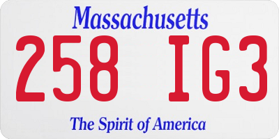 MA license plate 258IG3