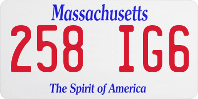 MA license plate 258IG6