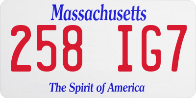 MA license plate 258IG7