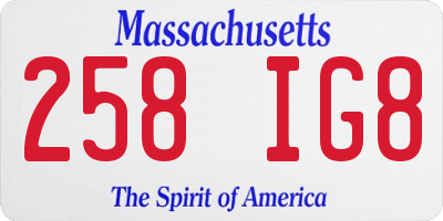 MA license plate 258IG8