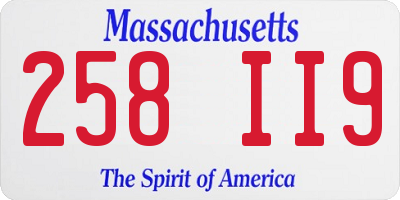 MA license plate 258II9