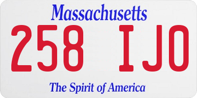 MA license plate 258IJ0