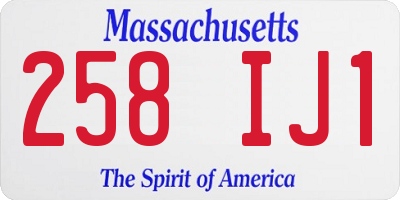 MA license plate 258IJ1