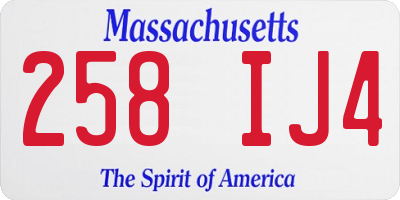MA license plate 258IJ4