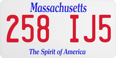 MA license plate 258IJ5
