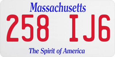 MA license plate 258IJ6