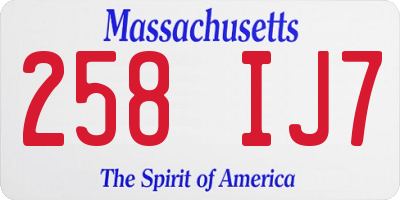 MA license plate 258IJ7