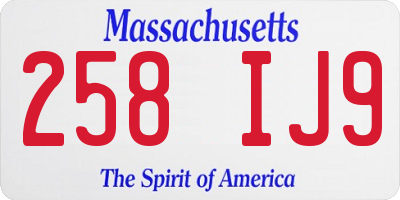 MA license plate 258IJ9