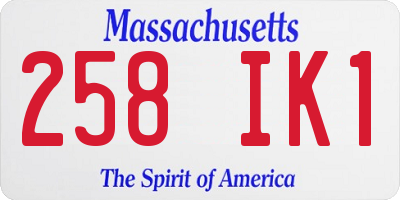 MA license plate 258IK1
