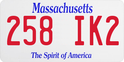 MA license plate 258IK2