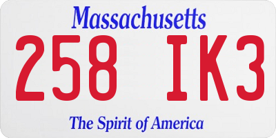 MA license plate 258IK3
