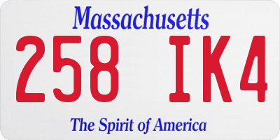 MA license plate 258IK4