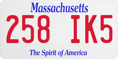 MA license plate 258IK5