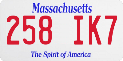 MA license plate 258IK7