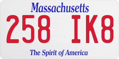 MA license plate 258IK8