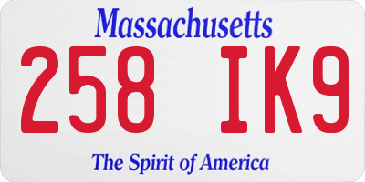 MA license plate 258IK9