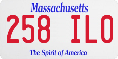 MA license plate 258IL0