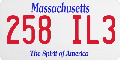 MA license plate 258IL3