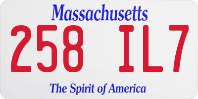 MA license plate 258IL7