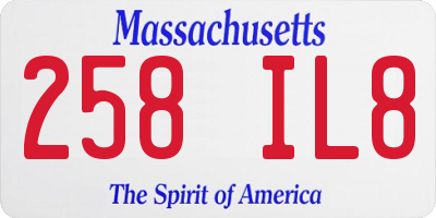 MA license plate 258IL8
